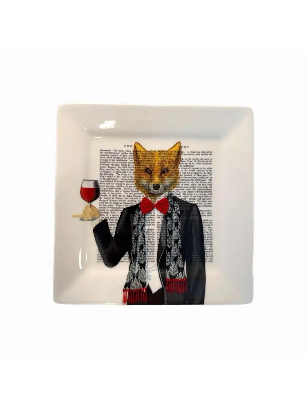 Fab Funky Lord Edward Fox Design 6” Square Ceramic Plate